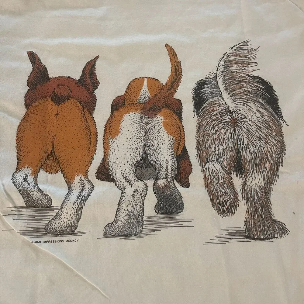 VTG Hanes Heavyweight 50/50 3 Dogs Double Side SS T-shirt Made In USA, Sz M NWT - Picture 4 of 9